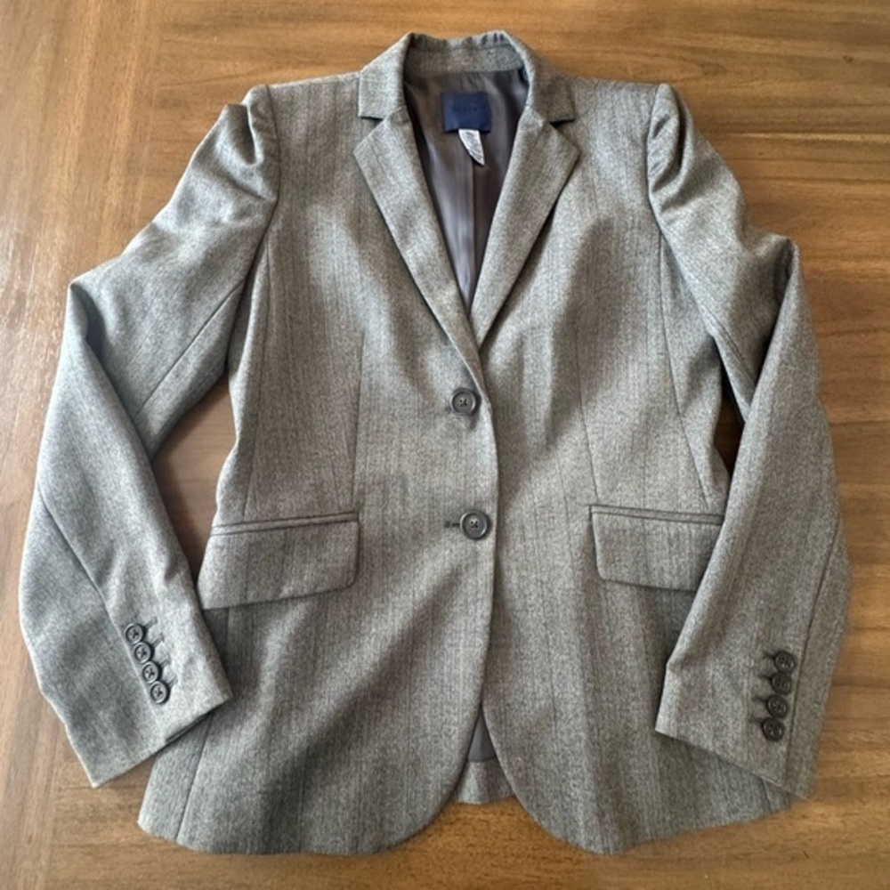 J Crew Gray Wool Blazer with Button Details Size 4